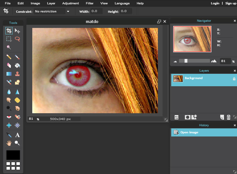 Cách xóa mắt đỏ, khử mắt đỏ bằng photoshop online