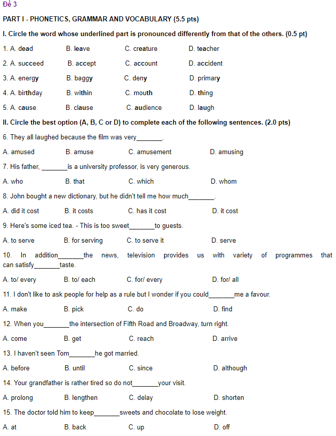 de thi tuyen sinh lop 10 mon anh 4