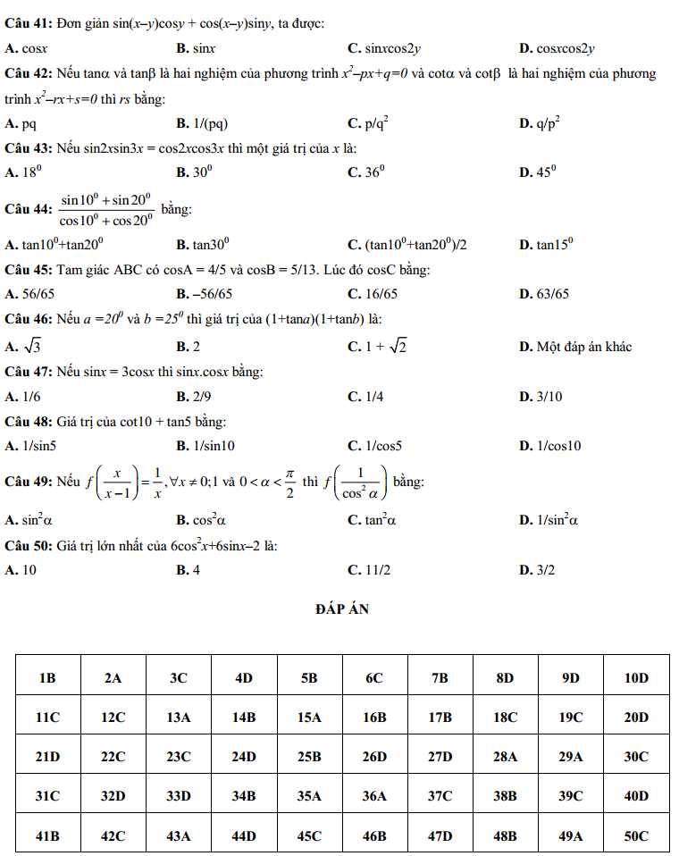 50-cau-trac-nghiem-luong-giac-lop-10-co-dap-an-4